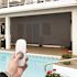 SeaSun Siesta Dark Brown Motorized Outdoor Patio Roller Shade with Valance 48 in. W x 96 in. L