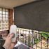 SeaSun Siesta Dark Brown Motorized Outdoor Patio Roller Shade with Valance 96 in. W x 96 in. L