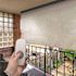 SeaSun Surfside Cream Motorized Outdoor Patio Roller Shade with Valance 48 in. W x 96 in. L