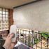 SeaSun Surfside Cream Motorized Outdoor Patio Roller Shade with Valance 120 in. W x 96 in. L