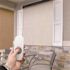 SeaSun Surfside Cream Motorized Outdoor Patio Roller Shade with Valance 120 in. W x 96 in. L