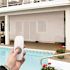 SeaSun Surfside Cream Motorized Outdoor Patio Roller Shade with Valance 120 in. W x 96 in. L