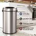 Alpine Industries 17 Gal. Heavy-Gauge Stainless Steel Round Vented Commercial Trash Can with Open Top Lid