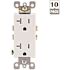 Leviton Decora 20 Amp 125 V Tamper Resistant Duplex Outlet/Receptacle, White (10-Pack) T5825-WMP