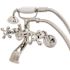 Kingston Brass 3-Handle Claw Foot Tub Faucet Wall-Mount Adjustable Centers with Hand Shower in Polished Nickel