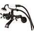Kingston Brass 3-Handle Claw Foot Tub Faucet Wall-Mount Adjustable Centers with Hand Shower in Oil Rubbed Bronze
