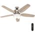 Hunter Channing 54 in. Hunter Express Indoor Brushed Nickel Ceiling Fan with Remote and Light Kit Included