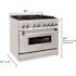 36 in. 6 Burner Dual Fuel Range with Convection Oven, Stainless Steel Finish, and Adjustable Leg Height