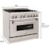 36 in. 6 Burner Dual Fuel Range with Convection Oven, Stainless Steel Finish, and Adjustable Leg Height