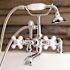 Kingston Brass Porcelain Cross 3-Handle Deck-Mount Claw Foot Tub Faucet with Handshower in Polished Chrome