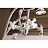 Kingston Brass Porcelain Cross 3-Handle Deck-Mount Claw Foot Tub Faucet with Handshower in Polished Chrome