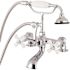 Kingston Brass Porcelain Cross 3-Handle Deck-Mount Claw Foot Tub Faucet with Handshower in Polished Chrome