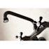 Kingston Brass Low Spout Adjustable Center 2-Handle Wall-Mount Standard Kitchen Faucet in Matte Black