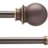 Fast Fit Easy Install Birkin 66 in. - 120 in. Adjustable Double Curtain Rod 5/8 in. Dia., Oil Rubbed Bronze with Finials