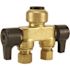 Tectite 1/2 in. Brass Push-To-Connect x 3/8 in. Compression Dual Inline Outlet Dual Shut-Off Quarter-Turn Stop Valve
