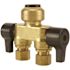 Tectite 1/2 in. Brass Push-To-Connect x 3/8 in. Compression Dual Inline Outlet Dual Shut-Off Quarter-Turn Stop Valve