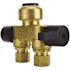 Tectite 1/2 in. Brass Push-To-Connect x 3/8 in. Compression Dual Inline Outlet Dual Shut-Off Quarter-Turn Stop Valve