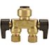 Tectite 1/2 in. Brass Push-To-Connect x 3/8 in. Compression Dual Inline Outlet Dual Shut-Off Quarter-Turn Stop Valve