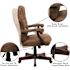 Flash Furniture Brown Derrick Microfiber Tufted Swivel Office Chair with Wood Base, Ergonomic Farmhouse Full-Back Desk Chair