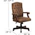 Flash Furniture Brown Derrick Microfiber Tufted Swivel Office Chair with Wood Base, Ergonomic Farmhouse Full-Back Desk Chair