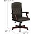 Flash Furniture Martha Washington Faux Leather Swivel Executive Chair in Black Leather with Arms
