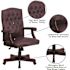 Flash Furniture Martha Washington Faux Leather Swivel Executive Chair in Burgundy Leather with Arms
