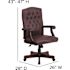 Flash Furniture Martha Washington Faux Leather Swivel Executive Chair in Burgundy Leather with Arms