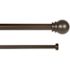 Kenney Hamlin Double 36 in. - 66 in. Adjustable Double Curtain Rod 1 in. Diameter in Weathered Brown with Ball Finials