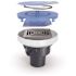 Zurn EZ PVC Slab on Grade Square Drain with 5 in. Stainless Steel Strainer and 3 in. x 4 in. Outlet