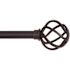 Kenney Cage 48 in. - 86 in. Adjustable Single Curtain Rod 5/8 in. Diameter in Black with Openwork Finials