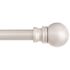 Davenport 28 in. - 48 in. Adjustable Single Petite Cafe Curtain Rod 1/2 in. Diameter in Brushed Nickel with Ball Finials