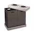 Alpine Industries 28 Gal. Black Plastic 2-Compartment Indoor Trash Can and Recycling Bin