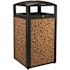 Alpine Industries 40 Gal. Beige Stone All-Weather Vented Outdoor Commercial Garbage Trash Can with Ashtray Lid and Liner