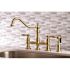 Kingston Brass Restoration 2-Handle Bridge Kitchen Faucet with Side Sprayer in Brushed Brass