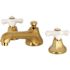 Kingston Brass Metropolitan Porcelain Cross 8 in. Widespread 2-Handle Bathroom Faucet in Brushed Brass