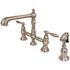 Kingston Brass English Country 2-Handle Bridge Kitchen Faucet with Side Sprayer in Brushed Nickel