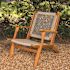 BALKENE HOME Vega Natural Stain Solid Wood Woven Seat Outdoor Lounge Chair
