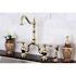 Kingston Brass Victorian 2-Handle Bridge Kitchen Faucet with Side Sprayer in Polished Brass