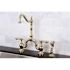 Kingston Brass Victorian 2-Handle Bridge Kitchen Faucet with Side Sprayer in Polished Brass
