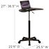 Black Eve Sit to Stand Mobile Laptop Desk/Speaker's Lectern with Wheels, Modern Height-Adjustable Standing Computer Desk