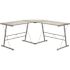 Carnegy Avenue 83.5 in. L-Shaped Clear/Silver Computer Desks with Glass Top
