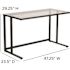 Carnegy Avenue 47.3 in. Rectangular Clear/Black Writing Desks with Glass Top