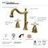 Kingston Brass Victorian Porcelain Cross 8 in. Widespread 2-Handle Bathroom Faucet in Antique Brass