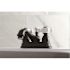 Kingston Brass Restoration Porcelain Cross 4 in. Centerset 2-Handle Bathroom Faucet in Matte Black