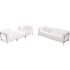 Carnegy Avenue Hercules 4-Piece Melrose White Leather Living Room Set Sofa and Lounge Chair with Ganging Clips