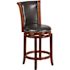 Carnegy Avenue 26 in. High Dark Chestnut Wood Counter Height Stool with Panel Back and Black Leather Swivel Seat