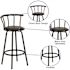 Carnegy Avenue Crown Back Black Metal 30 in. Bar Stool with Black Vinyl Swivel Seat
