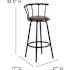 Carnegy Avenue Crown Back Black Metal 30 in. Bar Stool with Black Vinyl Swivel Seat