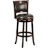 Carnegy Avenue 29 in. High Cappuccino Wood Bar Stool with Panel Back and Black Leather Swivel Seat