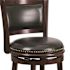 Carnegy Avenue 29 in. High Cappuccino Wood Bar Stool with Panel Back and Black Leather Swivel Seat
